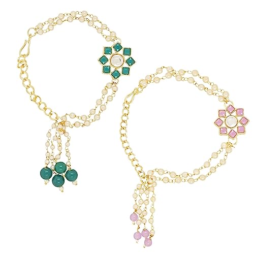 Image of I Jewels Womens Designer Pearl Rakshabandhan Lumba Bracelet For Bhabhi /Sister