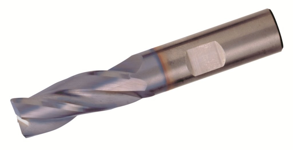 BassettHPEM-3 Carbide High-Performance End Mill,Uncoated Finish, 30 Degree Helix, .2.5cm Radius Corner End, .80cm Cut Length, .41cm Cut Dia., 3.8cm Length