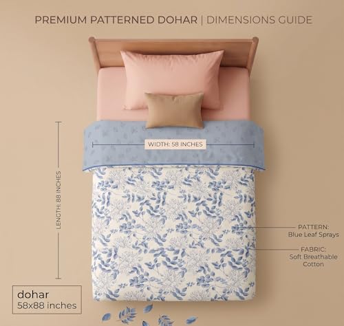 Image of BSB HOME 280 GSM Reversible Dohar for Single Bed, Ultra Soft Microfiber AC Blanket, Lightweight All Season Blanket, Breathable, Skin Friendly, 60 x 88 Inches (152 x 224 cm) - Dusty Blue