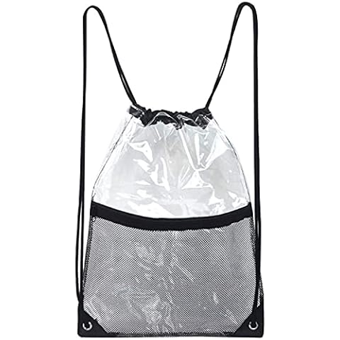 Transparent Drawstring Gym Bag,Drawstring Bag Backpack Gym Bags Sacks String Swim Sports Bag,for Women Men, Travel Beach School Bag with Waterproof for Kids,Boys,Girls Cover