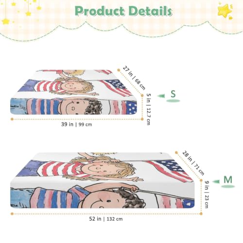 Drap-housse en mousseline imperméable pour berceau motif drapeau américain