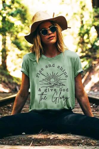 Women Mountain Sunrise Adventure Shirt Hiking Camping Workout T Loose Fit Activewear Rise and Shine Give God The Glory Shirt4