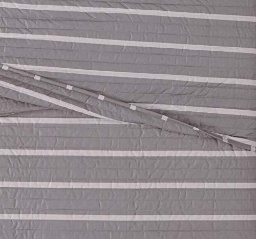 Truly Soft Maddow Stripe Grey Full/Queen 3-Piece Quilt Set #TOP4