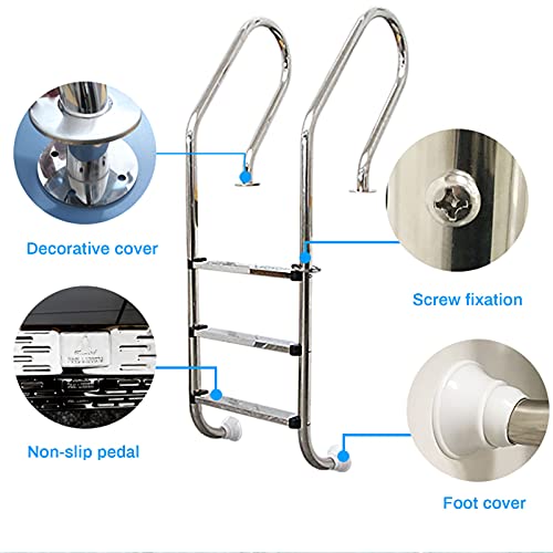 Escalera para piscina de 2 peldaños de acero inoxidable miniatura 6