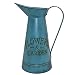 TTdayup Finitura Galvanizzata Manico Brocca Vaso in Metallo Vintage per l'arredamento Rustico Della Fattoria - Decorazione con Motivo Blu, Altezza 11,4"