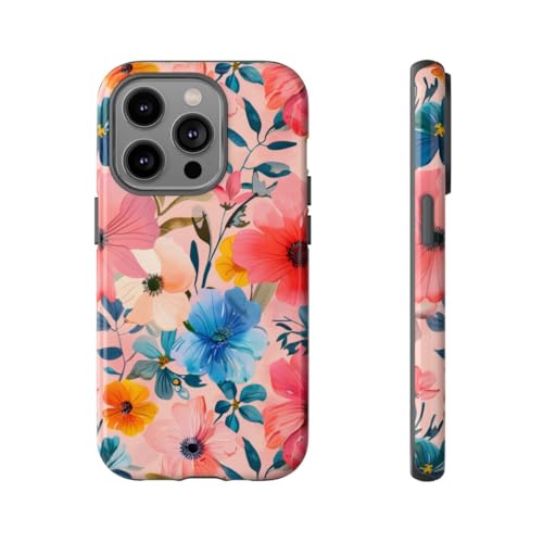 Coque iPhone 14 Pro rose motif floral printanier antichoc