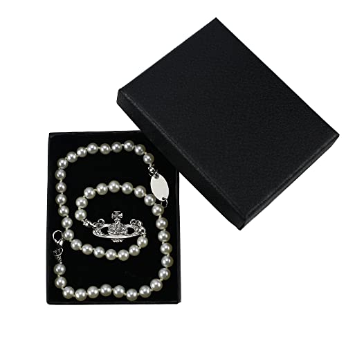 FENLDY Rhinestone Faux Planet Saturn Pearl Necklace for Women Jewelry, Fake Pearl Collar Pendant a Necklace Men with Charm for Girls Y2k Jewelry Ladies' Wedding Pearl Bead Chain Crystal Choker2