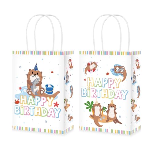 Sac en papier loutre à rayures colorées Greencian pour emballage