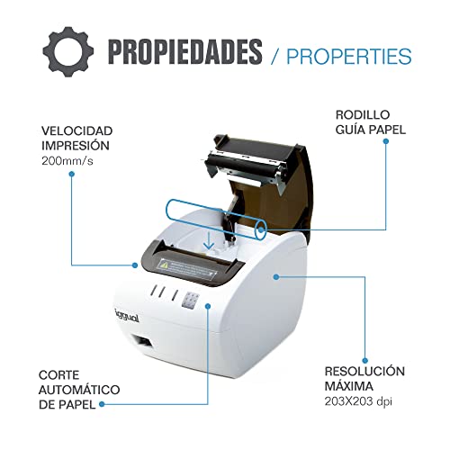 iggual Impresora térmica TP7001W USB+RJ45 Blanco