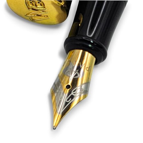 Image of Venti Fountain Pen - Metal Luxury Pen, Schmidt Nib (Medium), Best Pen Gift Set for Men & Women, Professional, Executive, Office, Nice Pens,Return Gift (F001-BlackWB)
