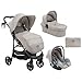Kikkaboo passeggino combinato 3 in 1 Selina seggiolino auto adattatore navicella, colorazione:grigio chiaro