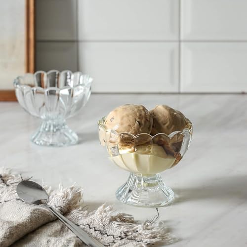 Image of Glassbunny Crystal Dessert Bowls Set Clear Glass, Elegant Glass, Lotus Ice Cream Bowl, Salad Dessert Serving Bowls, Tableware Set, 120 ml, Pack of 6