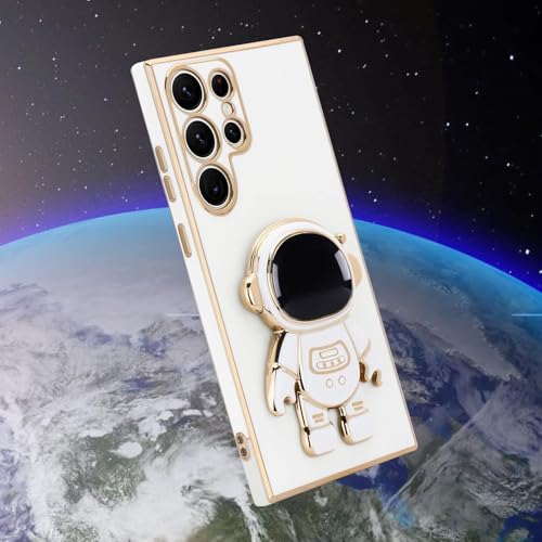 Image of for Samsung Galaxy S24 Ultra 5G Case Cute 3D Astronaut Stand Design Camera Protection Shockproof Soft Back Cover for Samsung Galaxy S24 Ultra 5G (White)