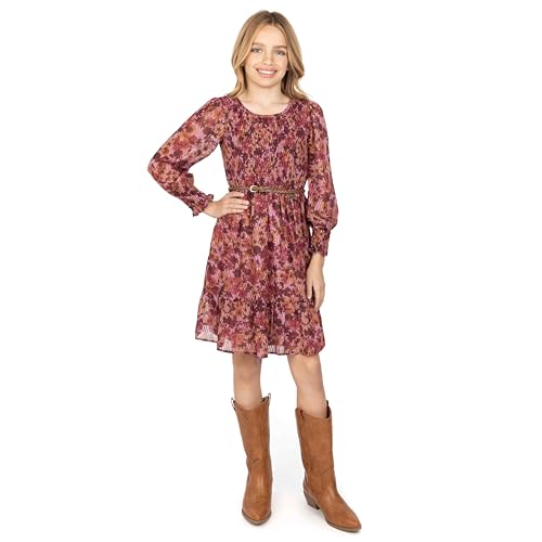 Speechless Girls' Sleeveless Printed Chiffon Smocked Bodice Dress