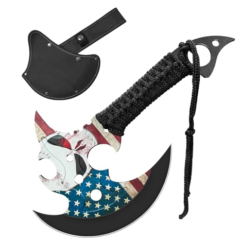 BOPOTI Outdoor 13" Camping Hatchet,Multi Functional Shock-Absorbing Hand Pattern Axe,Mountaineering Campfires Self Defense Portable Carrying Gift for Friend,Family,13",1LB