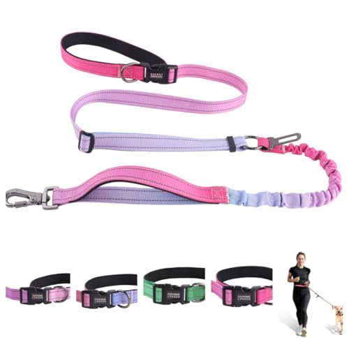 COSYHOMELONDON Hands Free Dog Leash Heavy Duty,No Pull Bungee Dog Running Waist Leash for Walking Training with Car Seatbelt 4-6FT (Violet)