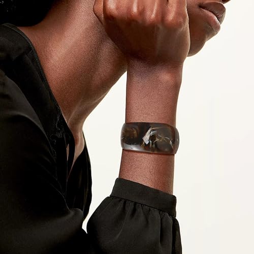 6 Pcs Chunky Bangle Bracelet for Women Open Gold Wide Wrist Irregular Acrylic Resin Bangles Bracelets Trendy Stackable Cuff Jewelry4