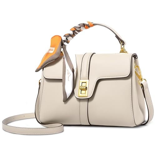 DEEVORCA Sac à Main Femme Tendance – Sac Bandoulière en Cuir PU Imperméable Poignée Décorée d’Un Foulard, Multi Compartiments & Sangle Amovible,...