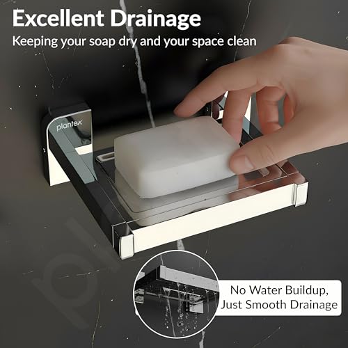 Image of Plantex 304 Grade Stainless Steel Soap Dish for Bathroom /Soap Case /Soap Holder /Soap Stand /Bathroom Accessories - Pack of 1 (Rolex, Chrome)