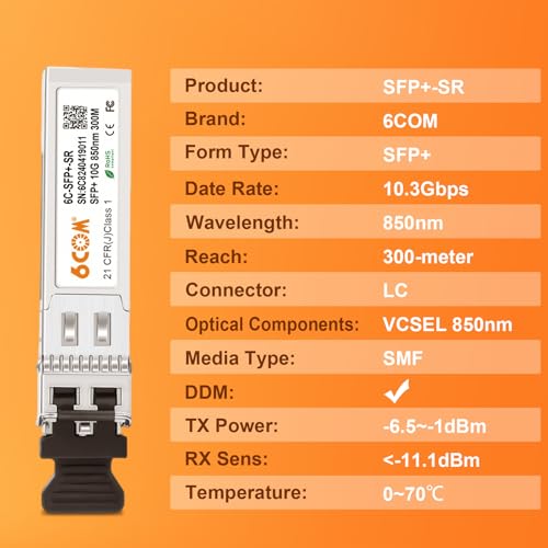 Image of 4Pack 10GBase-SR SFP+ Transceiver, 10G 850nm Multimode Module up to 300M, Compatible for Cisco SFP-10G-SR, Ubiquiti UniFi UF-MM-10G, Meraki MA-SFP-10GB-SR, D-Link, Netgear, Mikrotik, ZTE and More