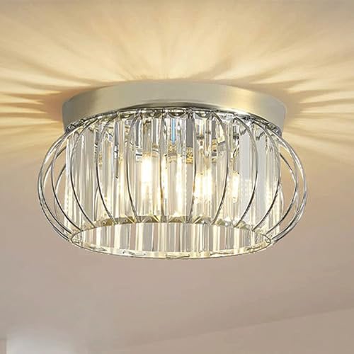 Agteruo Lámpara de Techo Moderna de Cristal de 15,7, 4 Luces empotradas, Tres Colores, Regulable, Estilo Americano, para Entrada, balcón, Dormitorio, Estudio, Comedor, araña de Cristal.