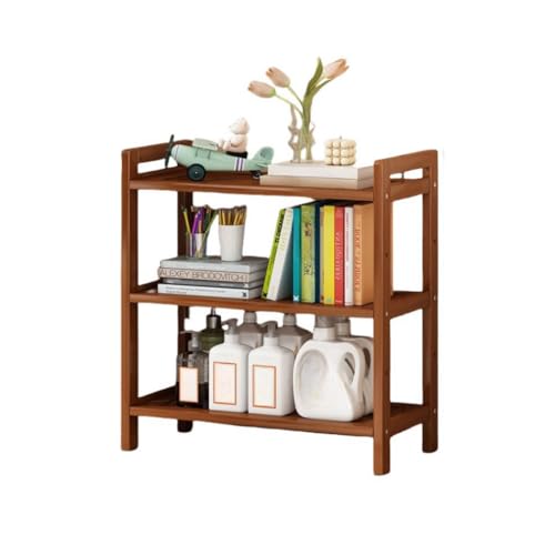 MAKETOMONEY 棚 ラック オープンシェルフ 収納ラック オープンシェルフ・ラック スリム 各棚高さ調節可能 隙間収納 天然竹製 本棚 おしゃれ 木製 キッチン 組立品 収納棚 組み立てが簡単 多機能 大容量 省スペース 丈夫で長持ちする (ブラウ