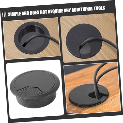 OUNONA 2pcs Tapas para Orificio de Cable de Escritorio para una Gestión Eficiente de Cables Organizadores Redondos para Escritorio de Computadora y Uso de Oficina Negro miniatura 3