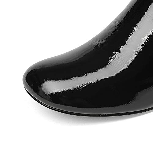 TinaCus Women's Handmade Patent Leather Round Toe Comfort Flat Stylish Back Zipper Ankle Boots2