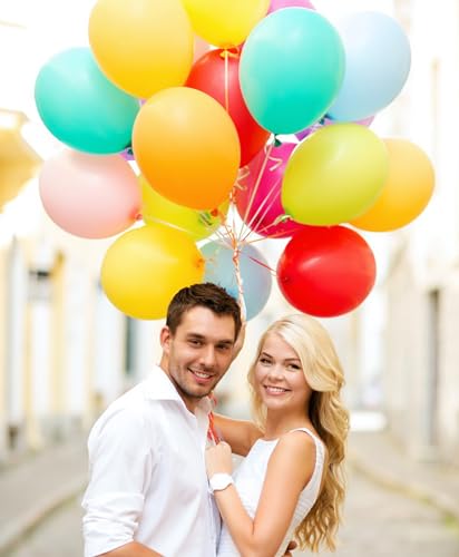Image of KALOR 12 Inch Rainbow Balloons, 50 Pcs Latex Helium Balloons for Kid's Birthday Party, Baby Shower, Wedding, Graduate Party Decorations