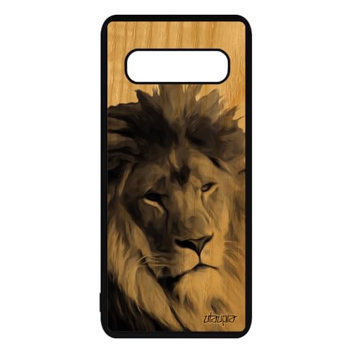 utaupia Coque Silicone Lion pour Samsung S10 Plus Bois Smartphone Telephone Roi Animal felin Design Gris Case Nature Peinture lionne pour Galaxy