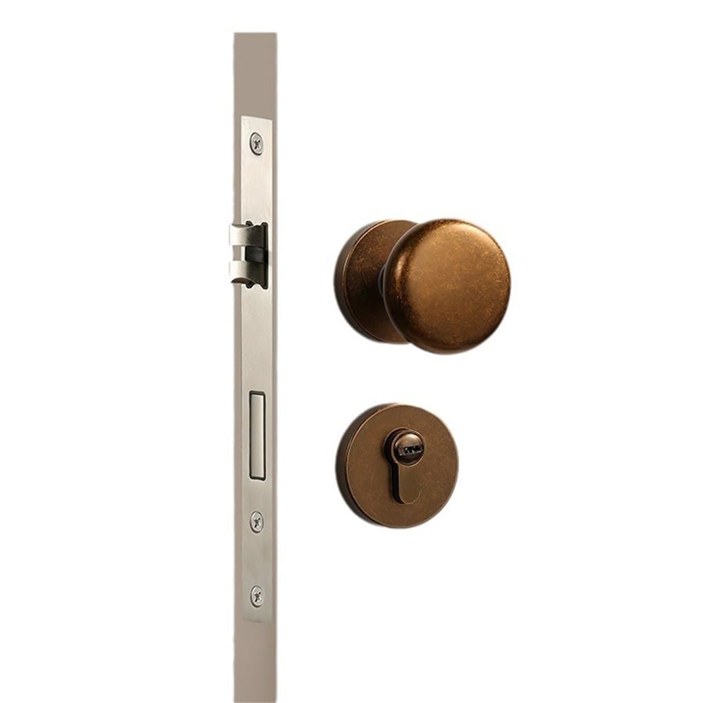 Cerradura De Puerta For Interior De Dormitorio, Cerradura De Puerta Silenciosa De Latón Antiguo For Habitación, Manija De Puerta De Madera Maciza