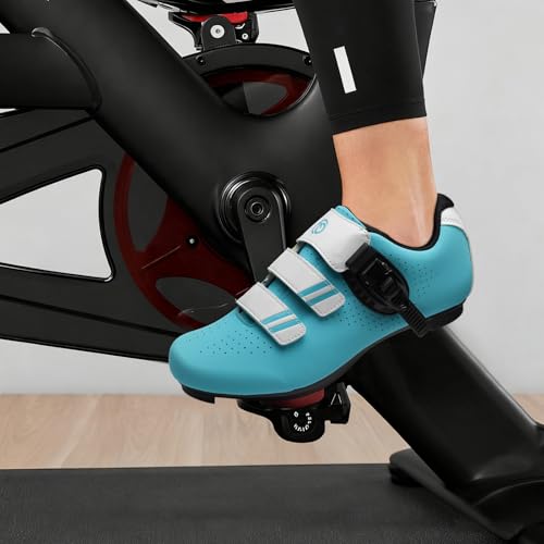 Cycling Shoes for Men Women Compatible with Peloton Bike, Indoor Spin Shoes with Pre-Installed Delta Cleats, Comfortable & Safe Unisex Outdoor Road Cycling Shoes Blue by CJROSM - Image 7