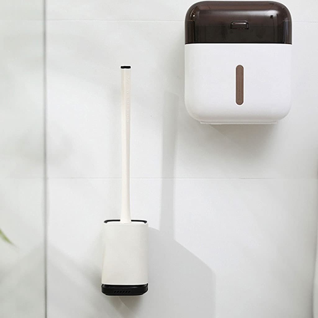 Diseño Clásico Cepillos de Inodoro Vertical y de Pared, cepillos de Inodoro de Mango Largo, cepillos de baño Modernos de diseño Minimalista (Blanco) Escobillas de Baño