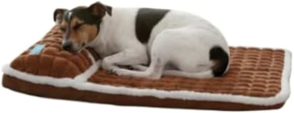 Colchonete Cama Ortopédica Pet 75x45cm com Travesseiro, Tapete Antiderrapante Macio para Cachorro Médio e Pequeno, Capa Lavável (Marrom)