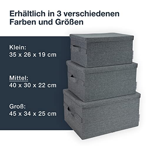 BIGSO mittelgroße Aufbewahrungsbox mit Deckel und Griff – Schrankbox aus Polyester und Karton in Leinenoptik – Faltbox für Kleidung… – Ansicht 2