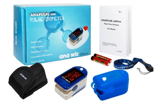 Anapulse ANP100 Finger Pulse Oximeter | LED Display | Heart Rate & Oxygen Level Readings | Batteries, Carrycase and Lanyard Included | CE Approved | NHS Supplied