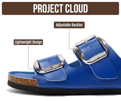 Image of Project Cloud 100% Genuine Leather Footbed Sandals for Women 2026 Comfortable Beach Essentials Womens Sandals Memory Foam Vacation Essentials Slides for Women Footwear (Santorini)