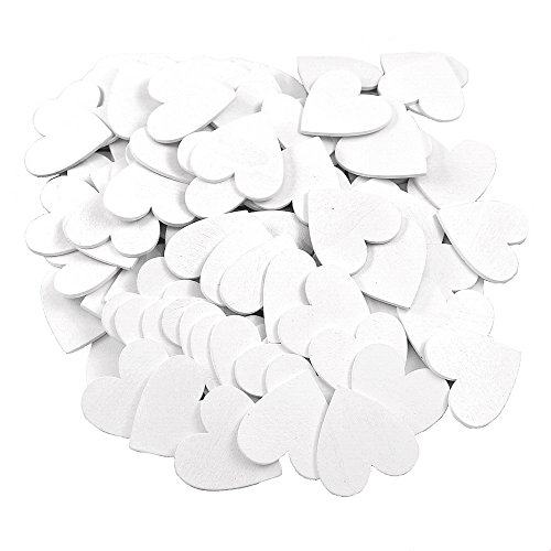 TGG - 100 pezzi in legno a forma di cuore bianco /...