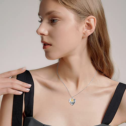 Soulmeet 18K White Gold Plated Silver Infinity Sunflower Locket Necklace That Holds 1 Picture Photo Heart Locket Necklace Engraved You Are My Sunshine (Locket Only) #TOP3