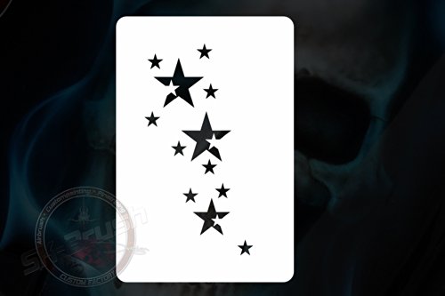 Herterich Products Airbrush Schablone für Sternchen Stars | Tattoo und Graffiti Stencil Vorlage | Präzises Sternendesign | Wiederverwendbar und Lösemittelresistent