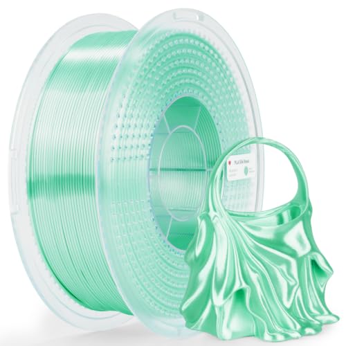 Image of AMOLEN Silk PLA Filament 1.75mm 3D Printer Filaments, Shiny Mint Macaron Green Filament for 3D Printing, 1kg(2.2lbs) Spool, Compatible with Most FDM Printer