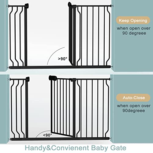 Galle Bear Extra Wide Baby Gate Pressure Mount Extra Wide Dog Gate Tension Indoor Safety Dog Gates Black Metal Large Pet Gate For Stairs(52.8"-57.5"/134Cm-146Cm) #TOP5