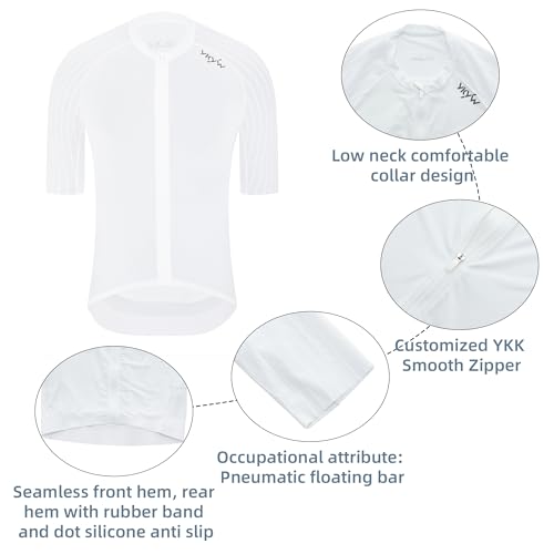 Image of YKYWBIKE Cycling Jersey Men Aero Race Fit, Road Bike Jersey Short Sleeved Moisture Wicking, Breathable,Zip Pocket,UPF50+