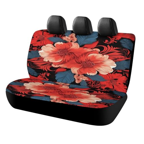 Funda de asiento trasero de coche floral rojo para viajes cómodos en SUV
