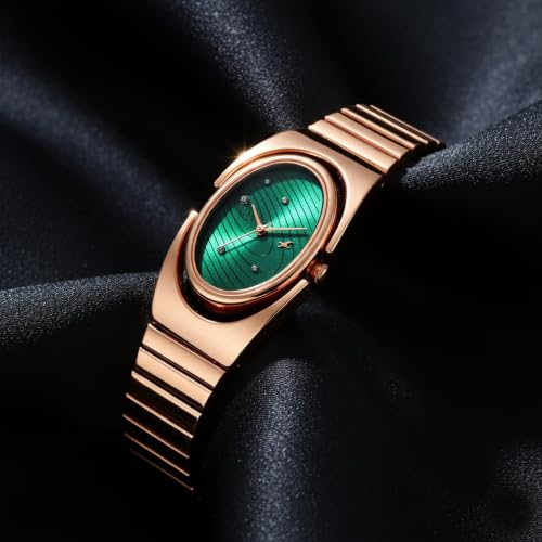 Image of Fastrack UFO Quartz Green Shaped Dial Girls Watch | Rose Gold Colour Band | Watches for Girls Analog - 6318WM02
