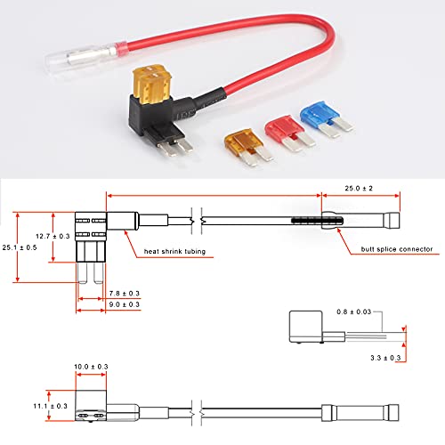 Portafusible Coche Circuito Cuchilla Estilo Adaptador Add-A-Circuit Fusible Titular con 1 PCS Extractor 6 Fusibles 5A 10A 15A