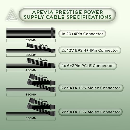 Image of Apevia ATX-PR700W Prestige 700W 80+ Gold Certified, ATX Active PFC, DC to DC Converter Design 135mm Silent Fan, RoHS Compliance, ATX Gaming Power Supply