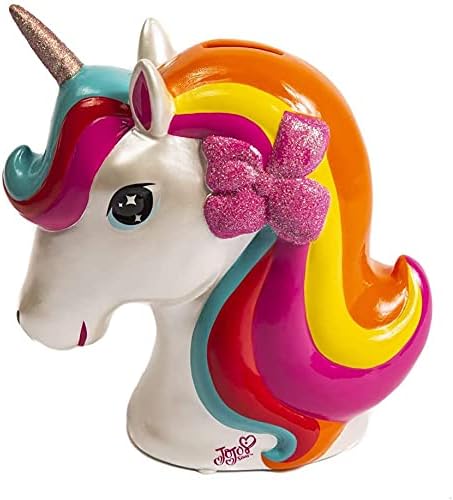 JoJo Siwa Unicorn Coin Bank – Unicorn Piggy Bank for Girls with Rubber Stopper