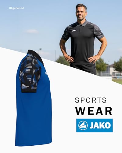 JAKO Unisex Poloshirt Sonic, royal/schwarz, S – Ansicht 3