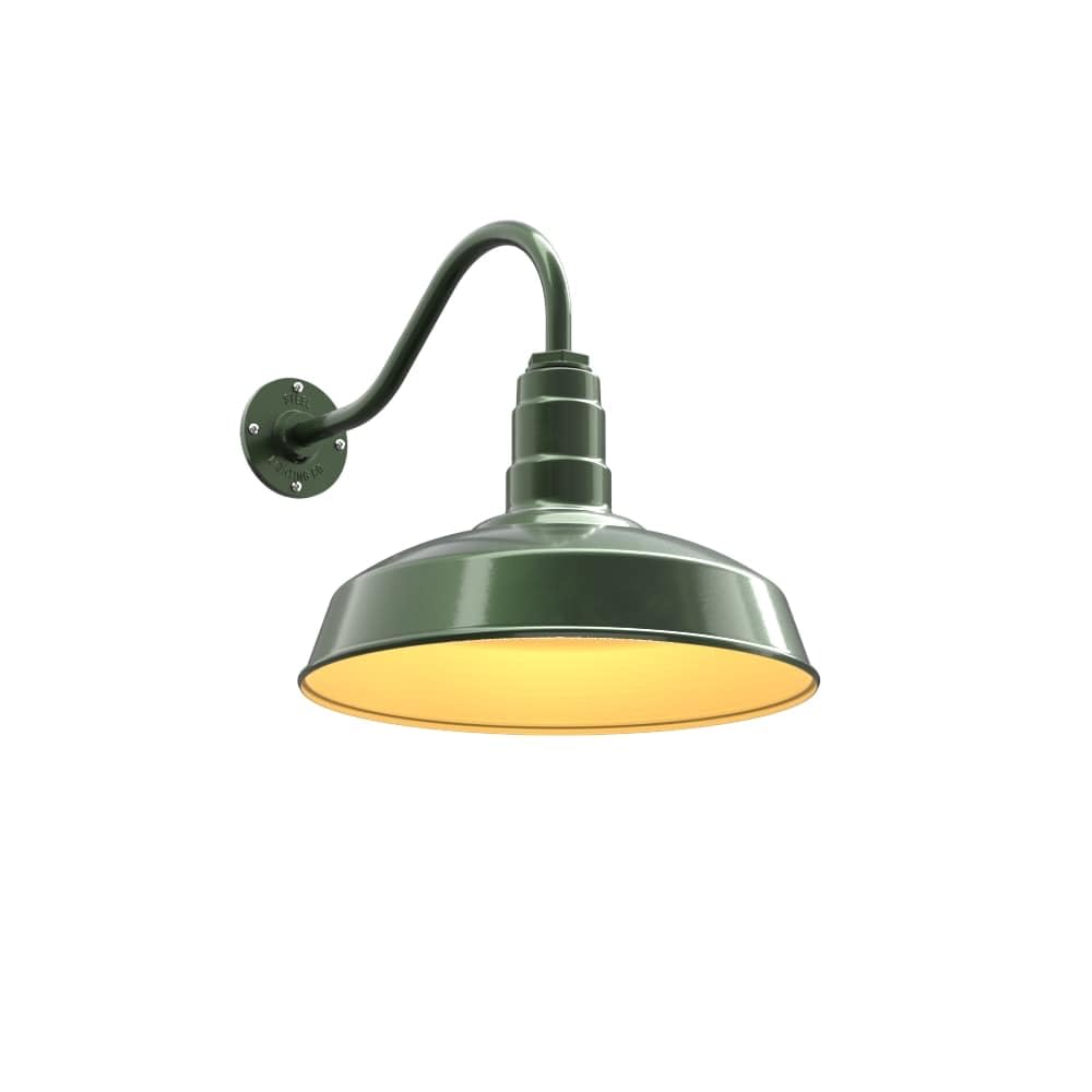 Steel Lighting Co. | Dusk to Dawn | Gardena Barn Light | Outdoor Wall Mounted | 16" Dome | 16" Gooseneck | Farmhouse Light Made in America | Hunter